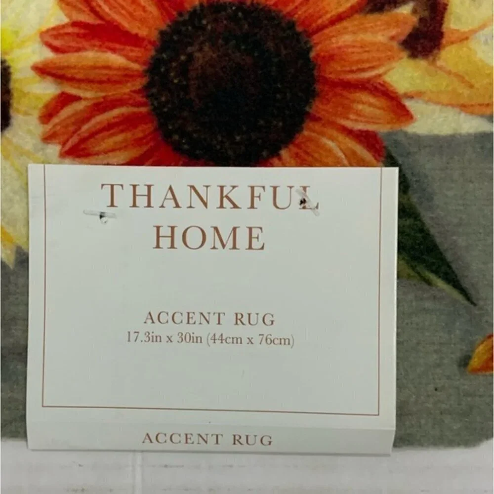 Sunflower Pumpkin Accent Rug Welcome Mat Thankful Rectangle Multicolor 17 x 30